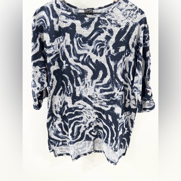 Clara Sunwoo Short Sleeve Geo Print Tunic Top Size Small - Picture 3 of 5